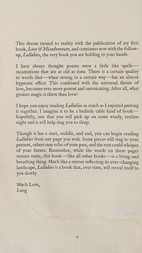 Cover of Lullabies (Volume 2) (Lang Leav)